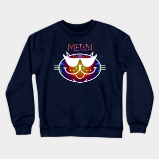 MEW'd - Dark Rainbow, White Outline Crewneck Sweatshirt